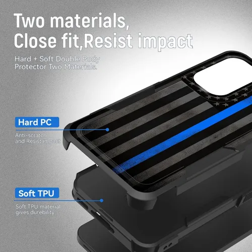 Vista 141 de Funda para Galaxy A14 5G, resistente de doble capa híbrida de policarbonato duro, goma suave, a prueba de golpes, funda protectora resistente