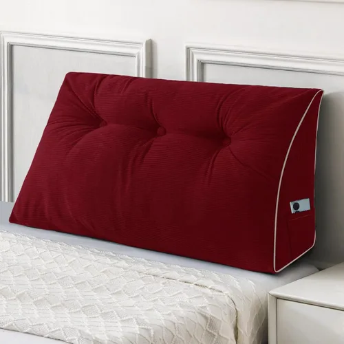 Vista 28 de Sasttie Almohada de Cabecera Queen, Almohada de Cuña de Cabecera para Sentarse en la Cama, Cojín Triangular con Soporte de Respaldo para Leer - Con