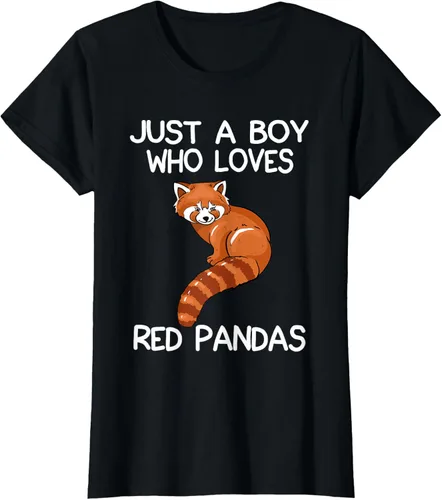 Vista 30 de Just A Boy Who Loves Red Pandas Gift - Camiseta con diseño de panda roja, Negro, S
