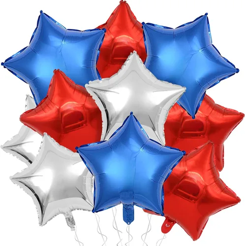 Vista 15 de Globos de papel de aluminio con forma de estrella de arena beige, marrón y blanco, 10 globos de Mylar en forma de estrellas de 18 pulgadas