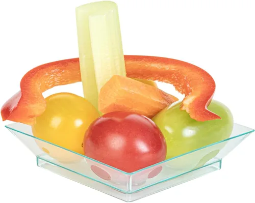 Vista 9 de Restaurantware Mini platos de degustación de 2.5 x 2.5 pulgadas, 100 platos cuadrados desechables de plástico, duraderos y elegantes platos