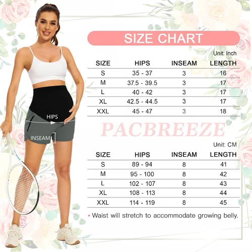 Vista 6 de PACBREEZE Pantalones cortos de maternidad para mujer, de secado rápido, con bolsillos con cremallera