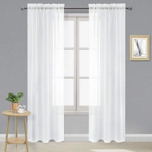 Vista 132 de DWCN Cortinas Transparentes Aqua de Voile Semitransparente con Bolsillo para Barra para Dormitorio y Sala de Estar, 36 x 36 pulgadas de Largo, Juego