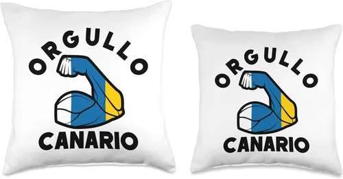 Vista 3 de Islas Canarias y Diseños Canarios Bandera Islas Canarias Flag Orgullo Canario - Almohada de 16 x 16 pulgadas, multicolor