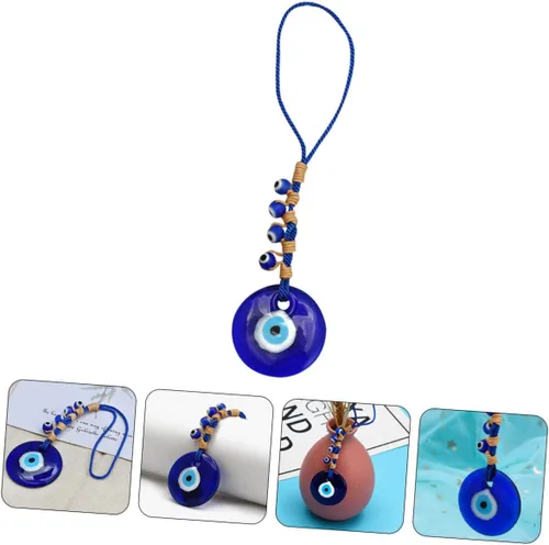 Vista 5 de 3pcs Devil's Eye Pendant Evil Eye Charm Blue Turkish Evil Eye Wall Hanging car Key Chain Light House Decorations for Home Key Accessory Devil Eye
