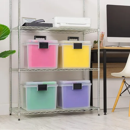 Vista 7 de IRIS - Caja de archivos hermética portátil tamaño carta, paquete de 4, transparente