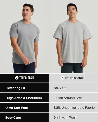 Vista 7 de True Classic Camisetas de manga corta con cuello redondo para hombre, mezcla de algodón, lisas