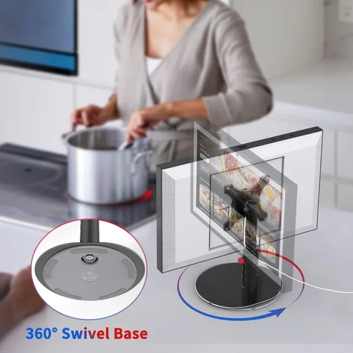 Vista 4 de Soporte para Echo Show 15 (1ª, 2ª generación), Echo Show 21 con diseño giratorio e inclinable, ajustes de altura de 4 niveles, soporte de montaje