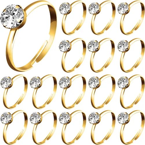 Vista 10 de Whaline 72 anillos de diamantes para despedida de soltera, anillos de compromiso ajustables para decoración de mesa de boda, juego de despedida