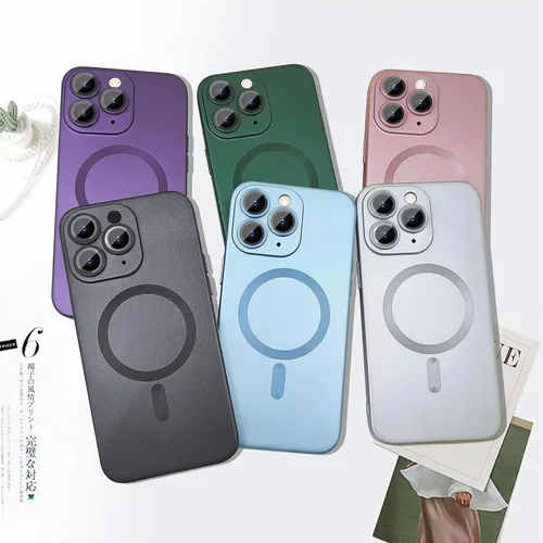 Vista 6 de ankofave Funda magnética para iPhone 11 Pro para mujer, diseño mate de lujo suave con brillo metálico con protector de lente de cámara, compatible