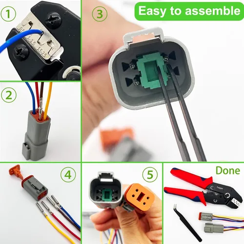 Vista 6 de Deutsch Kit de conectores de 20 juegos, kit de conectores DT de 2/3/4/6/8/12 pines, conectores de cable impermeables para automóviles, kit