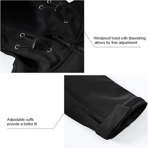 Vista 5 de Gopune Chaqueta de senderismo Softshell para hombre, con forro polar, impermeable, ligera, con capucha