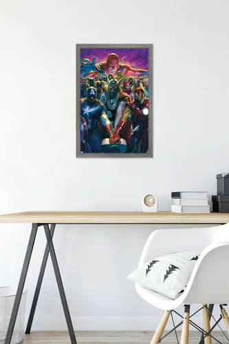 Vista 6 de Trends International - Póster de pared, diseño de los Vengadores de Marvel Comics #10, 14.725" x 22.375", versión enmarcada de Barnwood