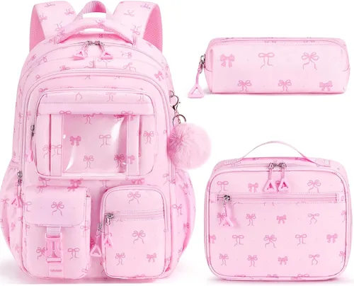 Vista 13 de Fimibuke Mochila infantil para niñas escolares, mochila impermeable con A1. Rosa diamante