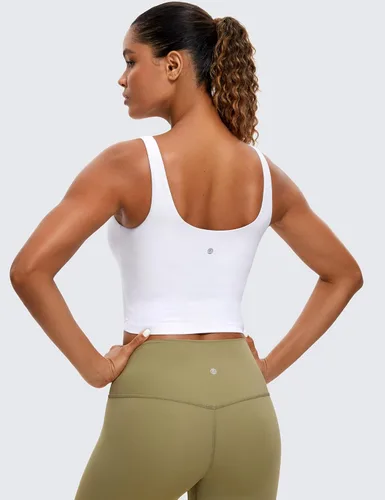 Vista 2 de CRZ YOGA Butterluxe - Brasier deportivo con espalda en U para mujer, brasier de yoga acolchado, camiseta corta para entrenamiento, con brasier