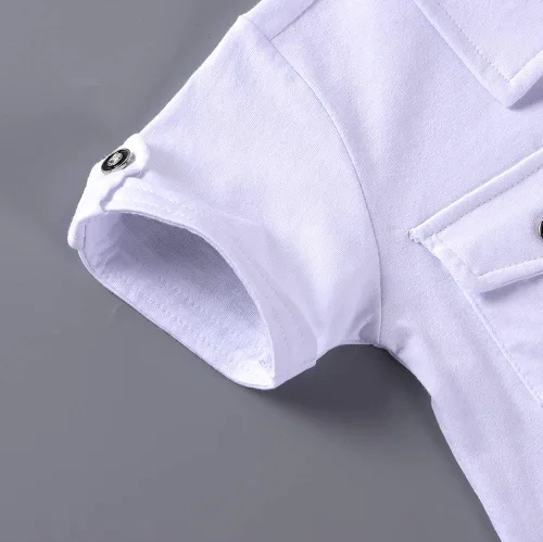 Vista 3 de Ritatte Conjunto de 3 piezas de ropa casual de algodón de manga corta + jeans de mezclilla + bufanda para niños pequeños