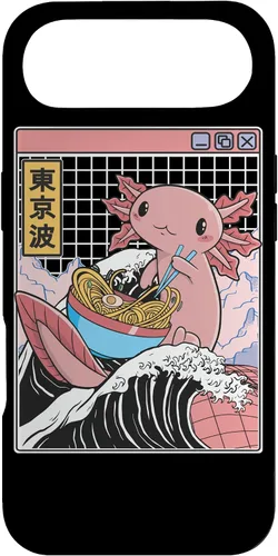 Vista 27 de Axolotl Eating Ramen Kanagawa Wave Kawaii Anime Vaporwave Case for iPhone 17