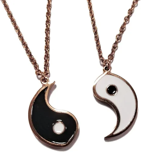 Vista 9 de Collar con colgante Yin Yang de oro y plata para parejas Dorado
