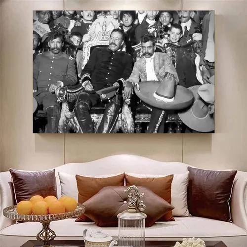 Vista 7 de QFART Póster de arte en lienzo para pared, diseño de líderes revolucionarios mexicanos, Pancho Villa y Emiliano Zapata, impresiones para dormitorio