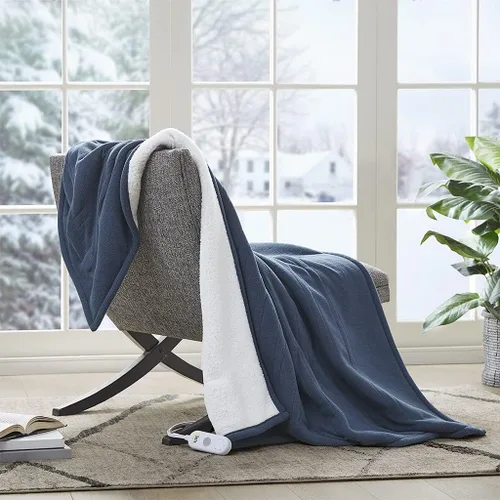 Vista 26 de Serta - Manta de vellón sherpa reversible, ultrasuave y tejida, manta térmica, manta eléctrica; cómoda, agradable y abriga y protege del frío