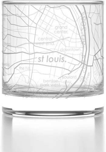 Vista 112 de Well Told Vaso de rocas grabado con mapa de Akron, Ohio, cristalería estilo antiguo (325ml, transparente) Vaso de bourbon grabado, regalos