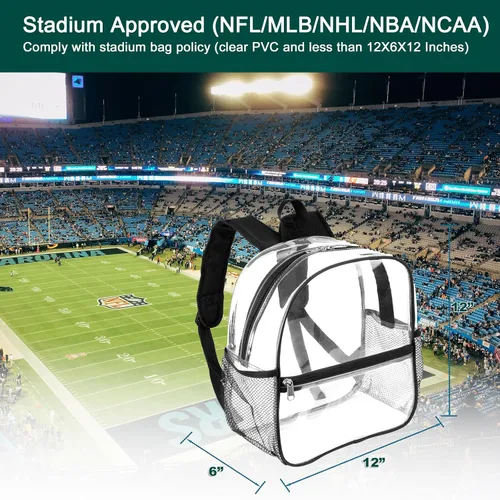 Vista 9 de Keepcross Mochila transparente aprobada para estadios de 12 x 6 x 12 pulgadas, mini bolsa transparente para eventos en estadios, eventos deportivos