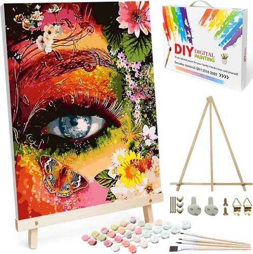 Vista 41 de BAISITE 0304 - Kit de pintura por números para adultos principiantes; paquete de 2 lienzos de 8 pulgadas de ancho x 12 pulgadas de largo; caja
