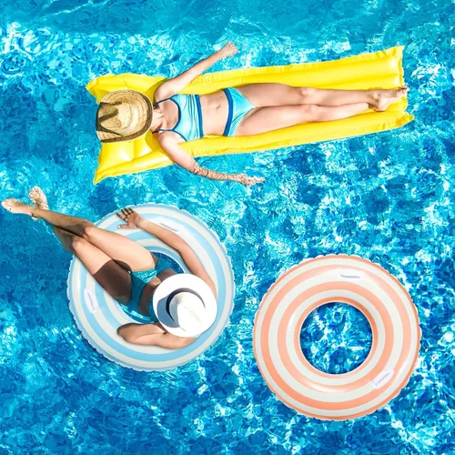 Vista 5 de Gemscream 2 anillos de natación grandes con asas de 47.24 pulgadas, flotadores inflables de piscina para adultos y adolescentes