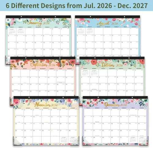 Vista 3 de Calendario de escritorio 2026-2027 – julio 2026 – diciembre 2027, calendario 2026-2027, 14.6 x 11.5 pulgadas, calendario mensual de 12 calendarios