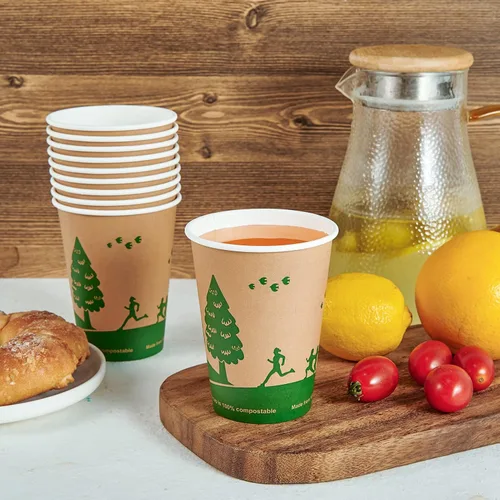 Vista 3 de ECOLipak 240 unidades de 12 onzas Tazas de papel compostables, tazas de café desechables biodegradables con revestimiento de PLA, tazas de papel