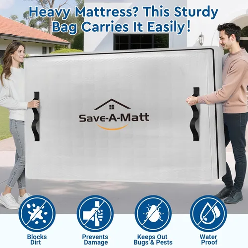Vista 5 de SaveAMatt Bolsa de colchón Queen para almacenamiento en movimiento 82 x 63 x 15