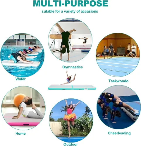 Vista 7 de FBSPORT - Colchonetas inflables de entrenamiento de 4 u 8 pulgadas de grosor, pistas de gimnasia para uso en el hogar, animadoras, yoga, Verde claro