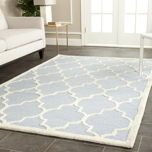 Vista 34 de Tapete Safavieh de la colección Cambridge, modelo CAM134X, hecho a mano, de lana de primera calidad, formas geométricas marroquíes, color gris