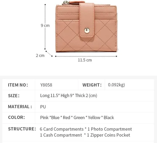 Vista 4 de kuifang Bonita cartera para niñas, pequeña y plegable estética, de piel sintética, bolsillo para efectivo, tarjetero con ventana de identificación
