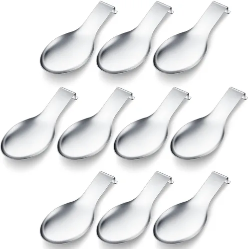 Vista 14 de Nuanchu 6 piezas de acero inoxidable soporte para cucharas y espátulas para estufa, mango para cucharón, soporte para cucharas para encimera Negro