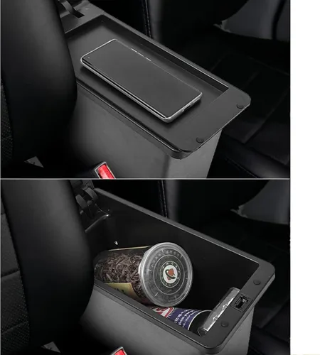 Vista 6 de Ajuste personalizado para caja de reposabrazos de automóvil Honda Fit Jazz 2009-2013, consola central de almacenamiento de accesorios de doble capa