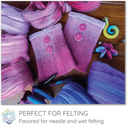 Vista 3 de Teñido a mano Superfino Merino Tencel Roving para hilar y fieltro. Albaricoque 1oz