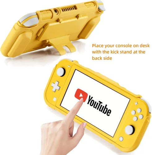 Vista 4 de Protective Case Bundle for Nintendo Switch Lite, Tempered Glass Screen Protector, 4 Game Card Slots, Kick-Stand, Ergonomics Hand Grip, Shockproof