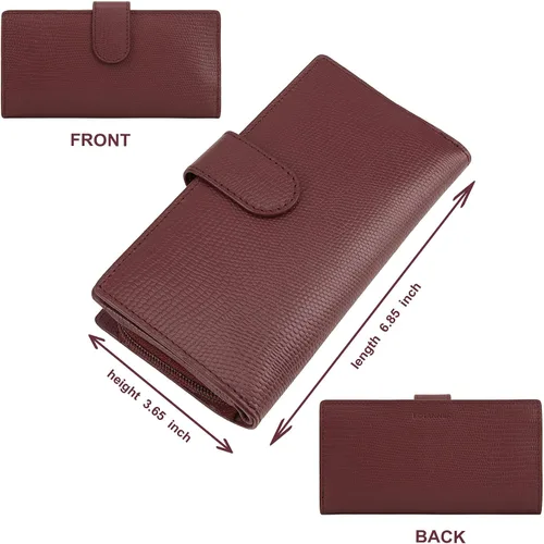 Vista 2 de Botanner Billetera de cuero para mujer con seguridad RFID color negro Sangre de toro contemporáneo