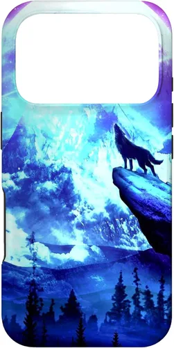 Vista 30 de Funda para iPhone 16 Wolf Mountain Pine Forest Moon Purple Galaxy