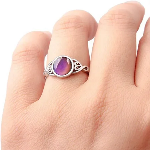 Vista 2 de Jude Jewelers - Anillo de forma redonda de piedra lunar simulada que cambia