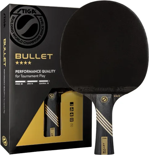 Vista 9 de STIGA Bullet Ping Pong Paddle – 5-ply Extra Light Blade – 2mm Premium Sponge – Flared Handle for Masterful Grip – Performance Table Tennis Racket