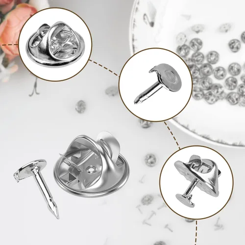 Vista 5 de 50 pares de alfileres de metal y respaldos de alfileres, alfileres en blanco de 8 mm de largo y 4 mm de ancho para regalos de joyería, fabricación