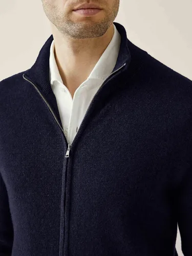 Vista 2 de Makkrom Suéter de punto con cremallera completa para hombre, de manga larga, informal, ajustado, para invierno