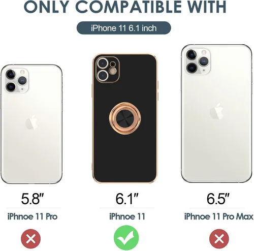Vista 7 de Hython Funda para iPhone 11 con soporte de anillo [soporte de anillo giratorio de 360° con soporte magnético] [Soporte de montaje en automóvil]