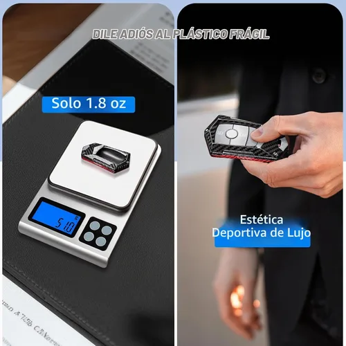 Vista 6 de T-carbon Protector de llavero de fibra de carbono real compatible con funda Negro-rojo
