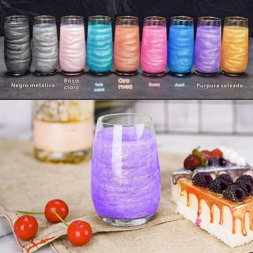 Vista 3 de NiHome Polvo brillante comestible con purpurina para bebidas, postres Púrpura