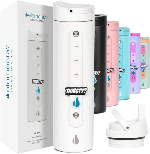 Vista 13 de Elemental Iconic - Botella de agua reutilizable para niños de 20 onzas con Tinte lila