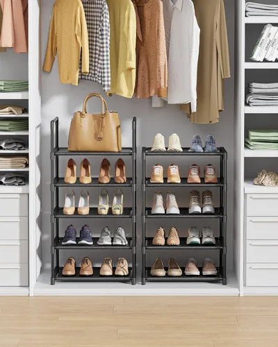 Vista 5 de Kitsure Zapatero – Organizador de zapatos de 10 niveles con estantes de tela desmontables y marco de metal, zapatero alto para armario, entrada