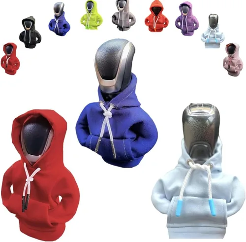 Vista 30 de Funda para palanca de cambios de automóvil, suéter divertido con pomo de palanca de cambios, sudadera con capucha para decoración y protección